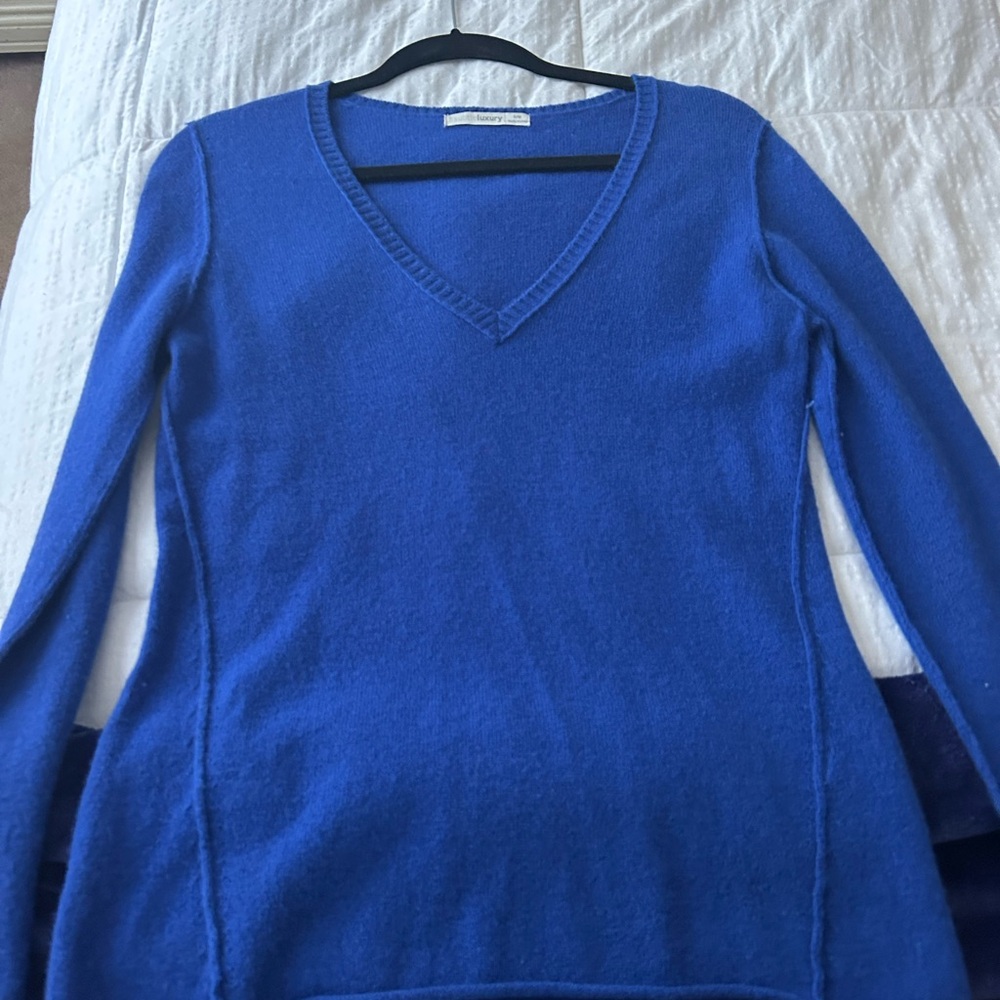 Subtle Luxury Royal Blue Cashmere V-Neck Sweater